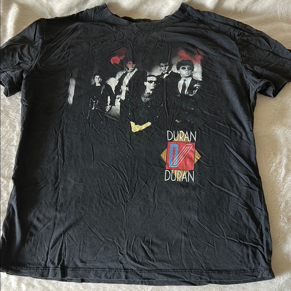 Black Short Sleeve Tee with Graphic Design and Red Accents